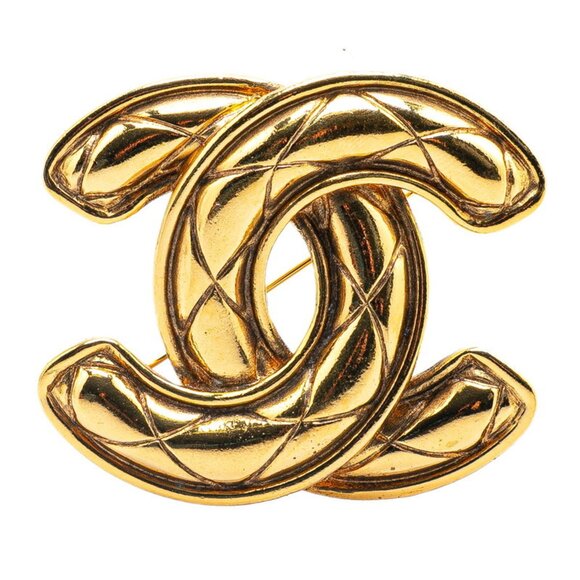 CHANEL Green Logo Brooch
